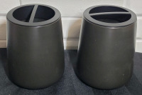 New - Set of 2 Ceramic Bathroom Toothbrush Cups with Divider Top