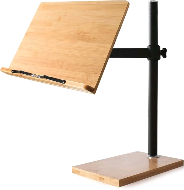 New - Wishacc Bambo Book Stand / Phone Holder , Height Adjustable , measures 15"&times;11"