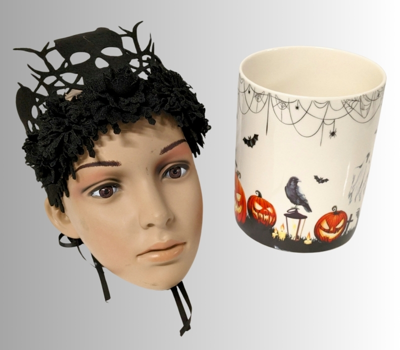 New Halloween-Themed Ceramic Utensil Holder & Felt Headband / Crown