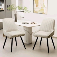2 New Beige Faux Leather Dining Chairs