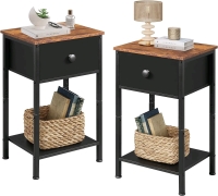 2 New WLIVE 2 Tier End Tables with Drawer - ABZ019