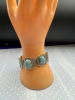 Sterling Link Statement Bracelet Oval Turquoise - 7