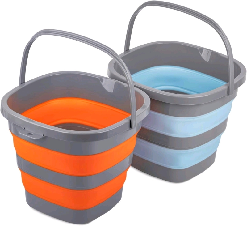 New 2 Pack Tiawudi Collapsible Plastic Buckets Each Holds 2.6 Gallon / 10L