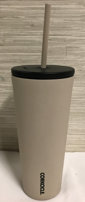 New Corkcicle Beverage Holder & Stainless Steel Straw cup is 8 inches tall