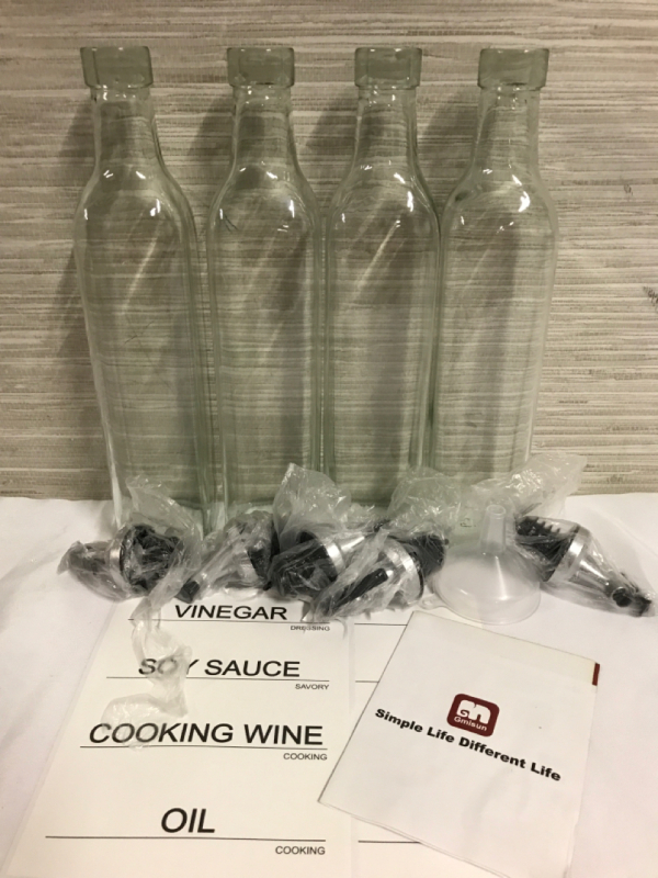 New Set if 4 Oil & Viniger Jars 10.5 inches tall