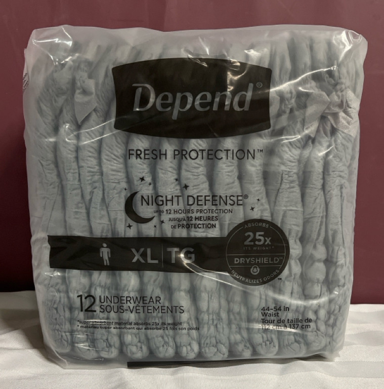 New 12 Pack Depend Night Defence XL