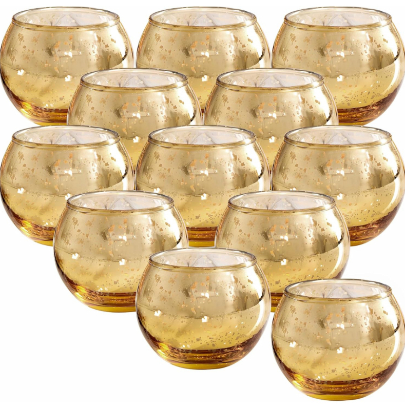 12 New Lamorgift Votive Candles Gold Colour
