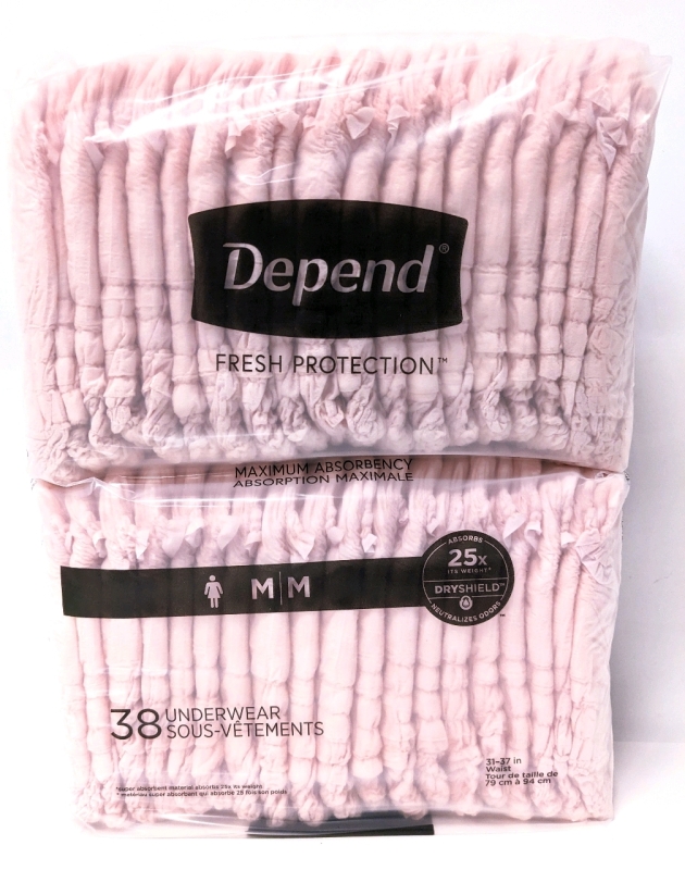 38 New DEPEND Ladies Medium Maximum Absorbency Disposable Underwear (31-37" Waist)