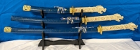 3 Piece Decorative Japenese Style Swords + Stand