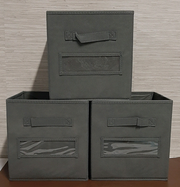 New 3 Gray Fabric Storage Cubes