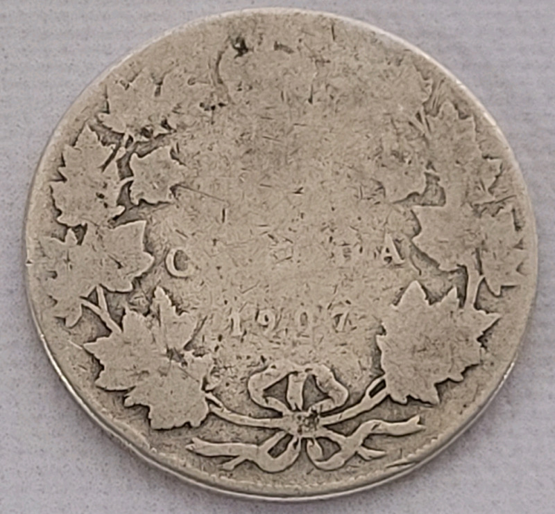 1907 Canadian Silver Edward VII 50 Cent Half Dollar