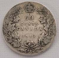 1910 Canadian Silver Edward VII 50 Cent Half Dollar
