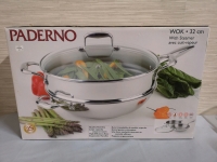 New Paderno WOK with Steamer & Lid - 12.5" diameter