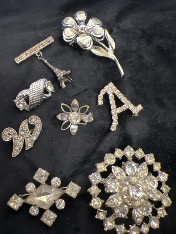 Vintage to Modern Clear Rhinestone Brooches