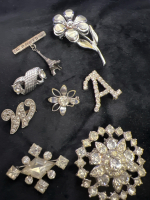 Vintage to Modern Clear Rhinestone Brooches
