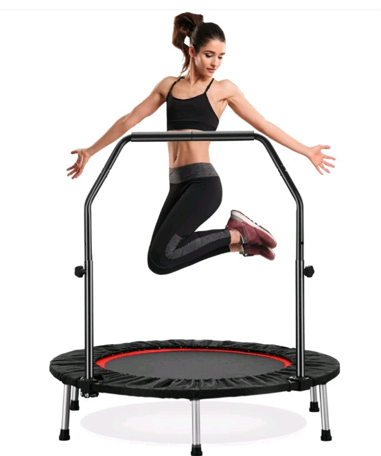 New - ZENOVA 40" Mini Exercise Trampoline w/Adjustable Hand Bar
