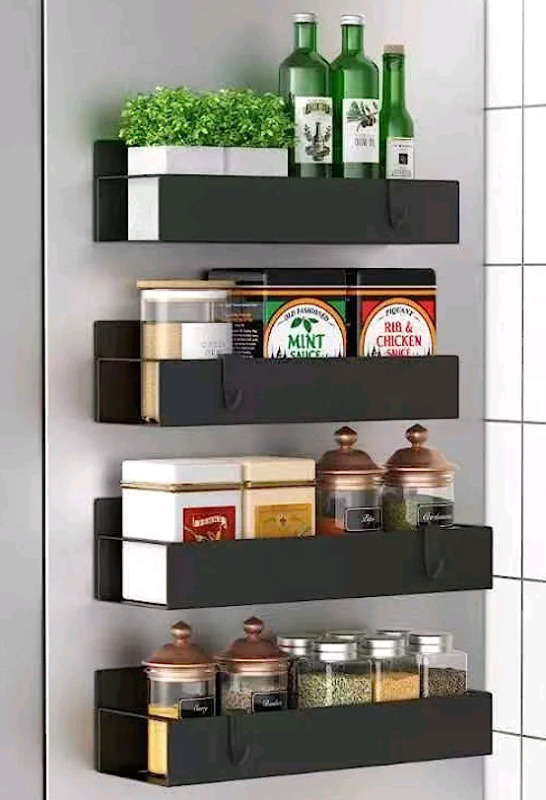 HuggieGems 4-Pack Magnetic Spice Storage Rack Organizer for Refrigerator and Oven