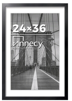 New - Annecy 24"&times;36" Black Picture Frame with White Mat Boarder
