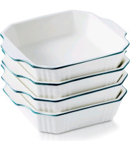 New - Set of 4 Ceramic Baking Dish, 8"&times;8" Lasagna Pan Deep, Square Casserole dishes