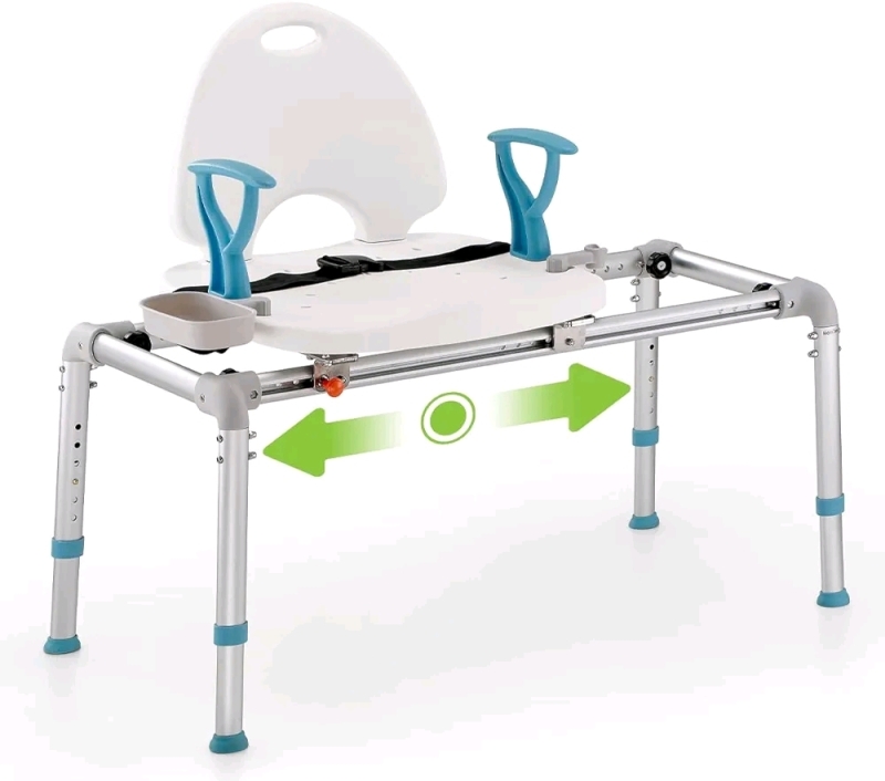 New OasisSpace Heavy Duty Sliding Bathtub Transfer Bench with Back - 450lbs
