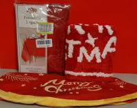 New Christmas Tree Skirt Poinsetta Legacy Tablecloth and a Christmas Rug