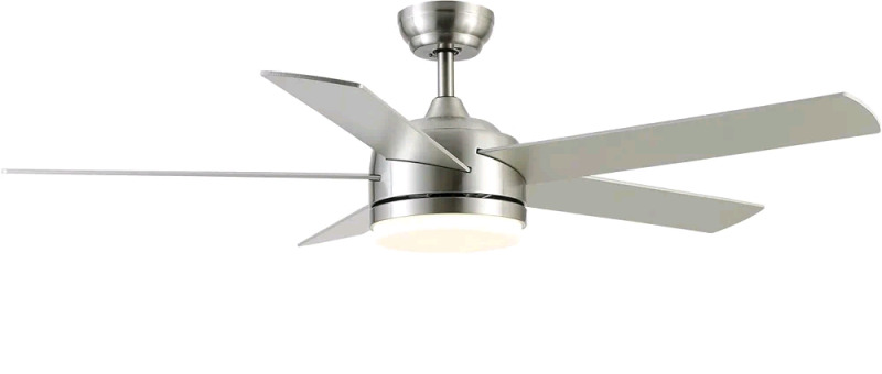 New - YUHAO 52" Brushed Nickel Ceiling Fan with Lights and Remote Control