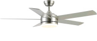 New - YUHAO 52" Brushed Nickel Ceiling Fan with Lights and Remote Control