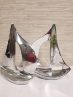 Pair of decorative aluminum sail boats