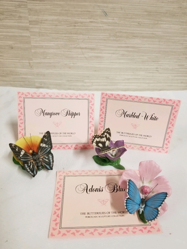3 vintage FRANKLIN MINT BUTTERFLYS OF THE WORLD