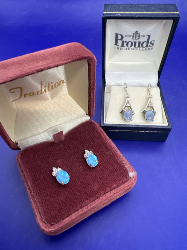 Stunning Opal Earrings Two Pairs