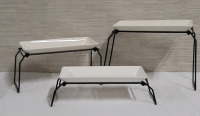 New 3 Tier Serving Set Top tier is 9 inches high and each of the.plastic trays measure 11.5 x 5.75"