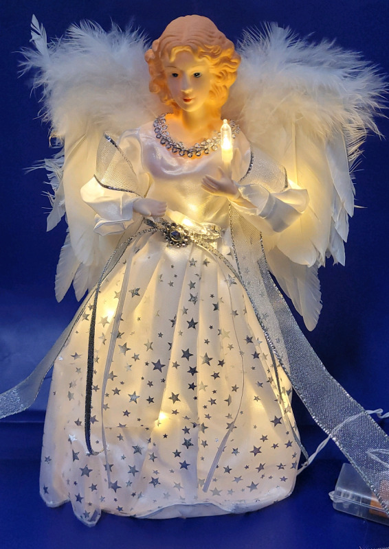 New - Light-Up Angel Christmas Tree Topper . Measures 12" Tall