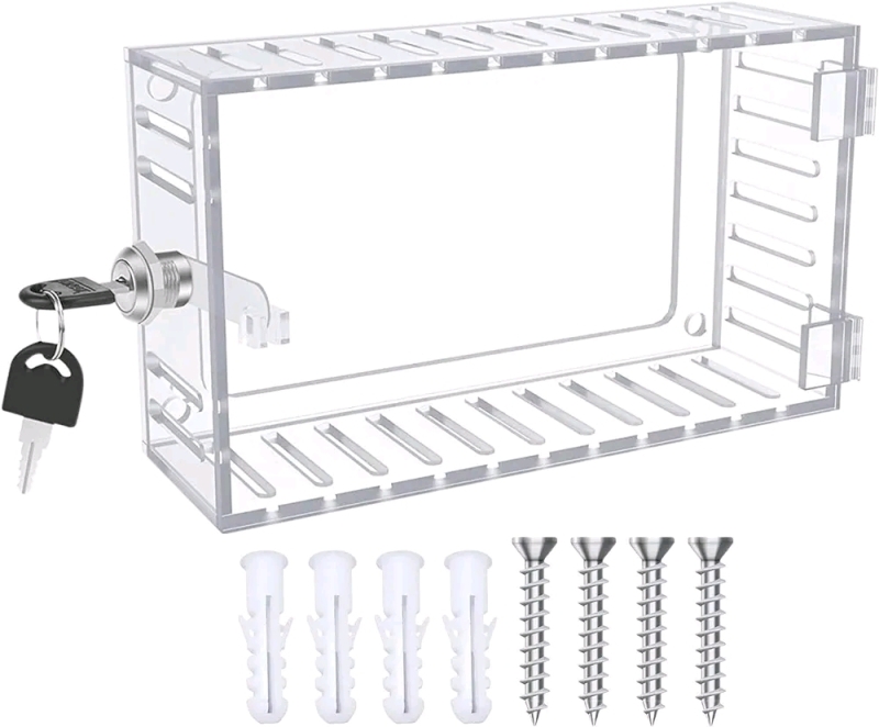 New - Thermostat Lock Box, Acrylic Transparent Thermostat Cover Lock with Keys