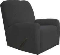 4-Piece Easy-Going Recliner Stretch Sofa Slipcover Jacquard Fabric Small Checks (Dark Gray)