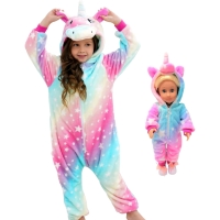 Fantastic Girl's 7-8Y Unicorn Onesie (With Zipper Bum Access!) and Matching Doll Onesie