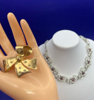 Vintage CORO Amethyst Rhinestone Necklace & Brooch