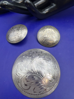 Bond Boyd Sterling Etched Round Brooch & Earrings