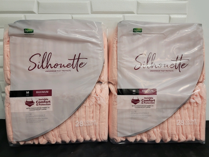 Depends Silhouette Maximum Absorbency Underwear , Size Medium , 56 Count - New