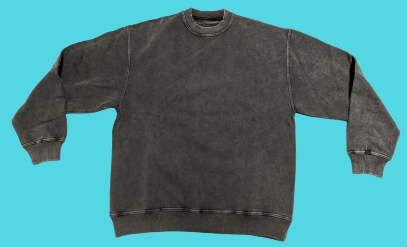 New Size Med/Large Black Acid Washed Jersey Sweatshirt 100% Organic Cotton