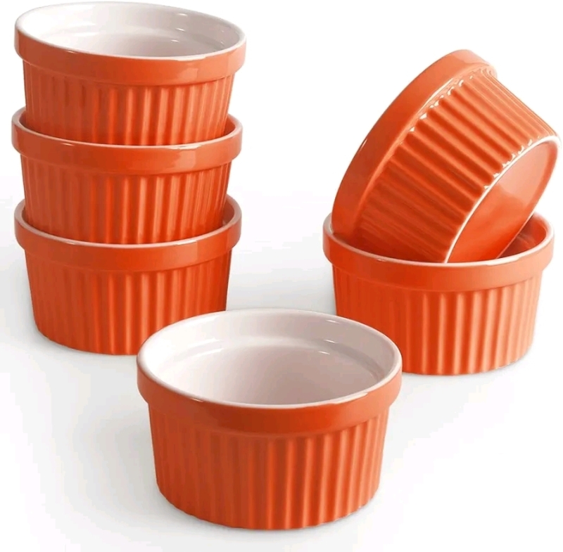 New homEdge Porcelain Ramekin Set in Orange