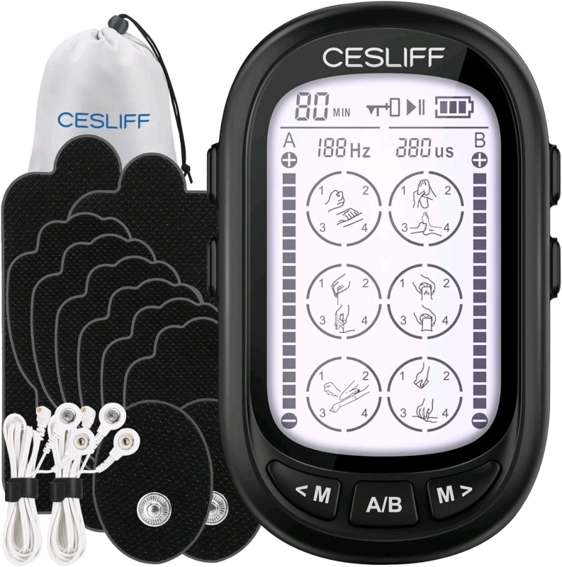 New CESLIFF Dual Channel TENS EMS Unit with Large Screen 24 Modes 36 Intensity Levels Rechargeable Muscle Stimulation