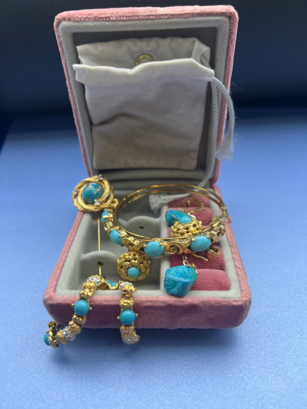 Vintage pink Jewellery Box unsorted Jewellery