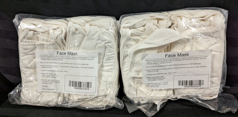 2 New Packs of Reusable Washable Face Masks. 30+ masks in each pack