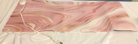 31&rdquo;x13&rdquo; Gold & Pink Marble Mousepad With Wireless Charging Pad