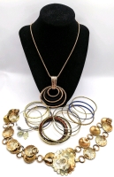 Vintage Brass Tone Belt, Bangles and Necklace.