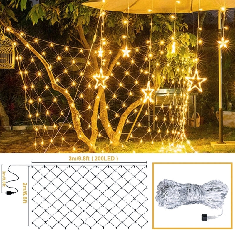 JMEXSUSS Net Lights 200 LED 9.8ft x 6.6ft with Remote Control