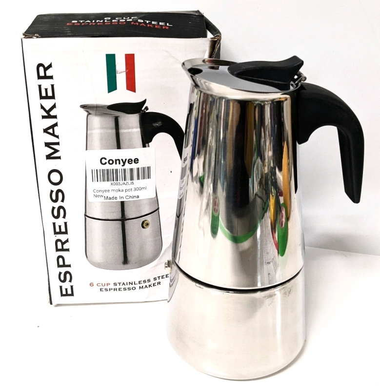 6 Cup 300ML 10oz Stovetop Espresso Maker Stainless Steel Moka Pot / Espresso Maker / Percolator / Italian Coffee Maker
