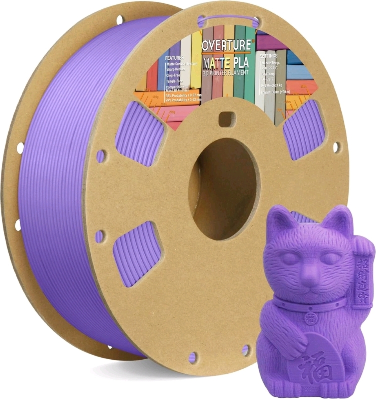 New Overture Matte PLA 3D Printer Filament: Matte Purple 1.75mm / 1 KG