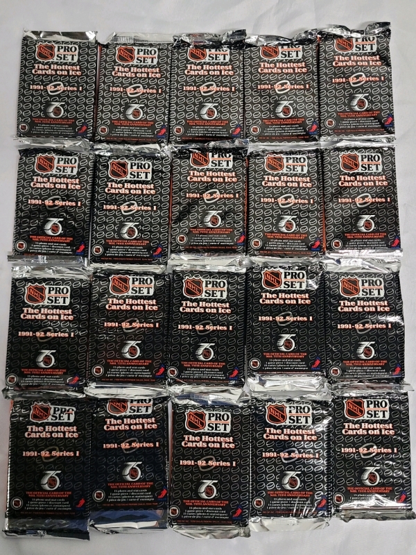 1991 - 1992 Pro Set Series One NHL Hockey Trading Card Sealed Wax Packs , 20 Packs