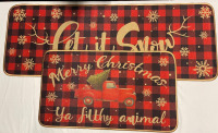 Two Christmas floor mats